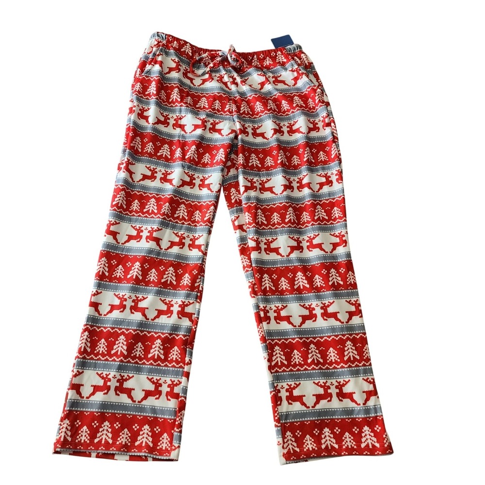 NWT Spark Paws Pajama Pants Unisex Large Red Reindeer Fair Isle Festive Pajamas